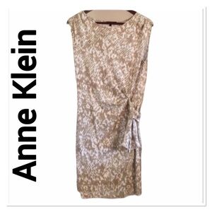 ANNE KLEIN Dress Tan Snake Print Sleeveless Large Petite